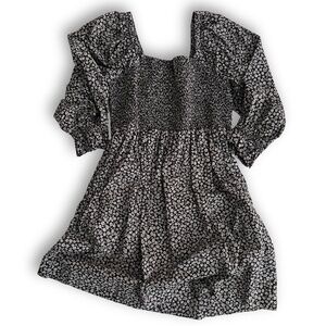 Madewell Lucie Smocked Floral Mini Dress Floral Black M